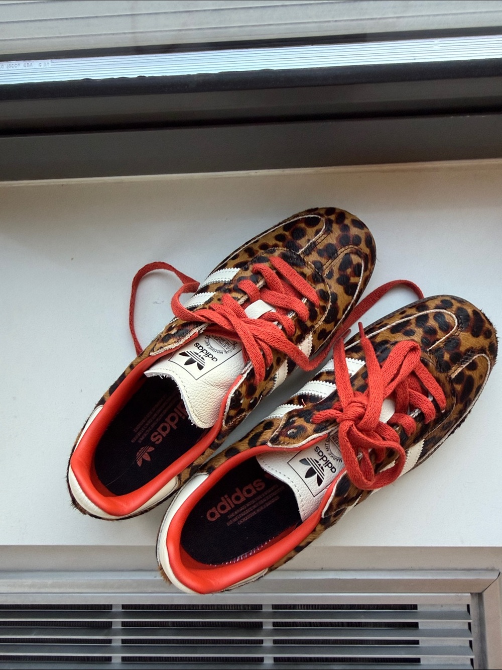 adidas samba Leopard Print Sneakers with Red Laces and White Stripes - Picture 5 of 5